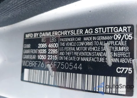 2006 Mercedes-Benz C 55 Amg z USA, uszkodzony, nr VIN WDBRF76J36F750544